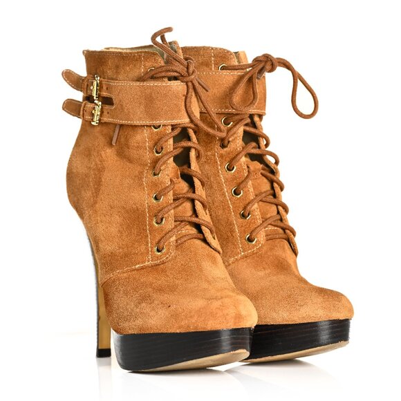 Michael Kors Vanessa Bootie in Genuine Dark Caramel Suede Size 7.5 - Picture 3 of 11